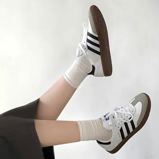 adidas 阿迪达斯 三叶草Samba OG T头鞋德训复古男女低帮休闲运动板鞋 B75806白色 38