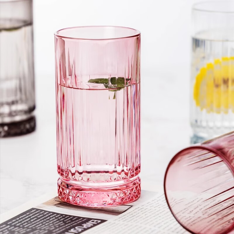 帕莎帕琦（Pasabahce）啤酒杯威士忌洋酒杯彩色玻璃杯水杯445毫升粉红色1只装520015