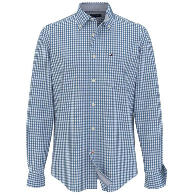 Tommy Hilfiger男士长袖系扣衬衫纯色经典百搭时尚潮流舒适2505705 Blooming Blue S