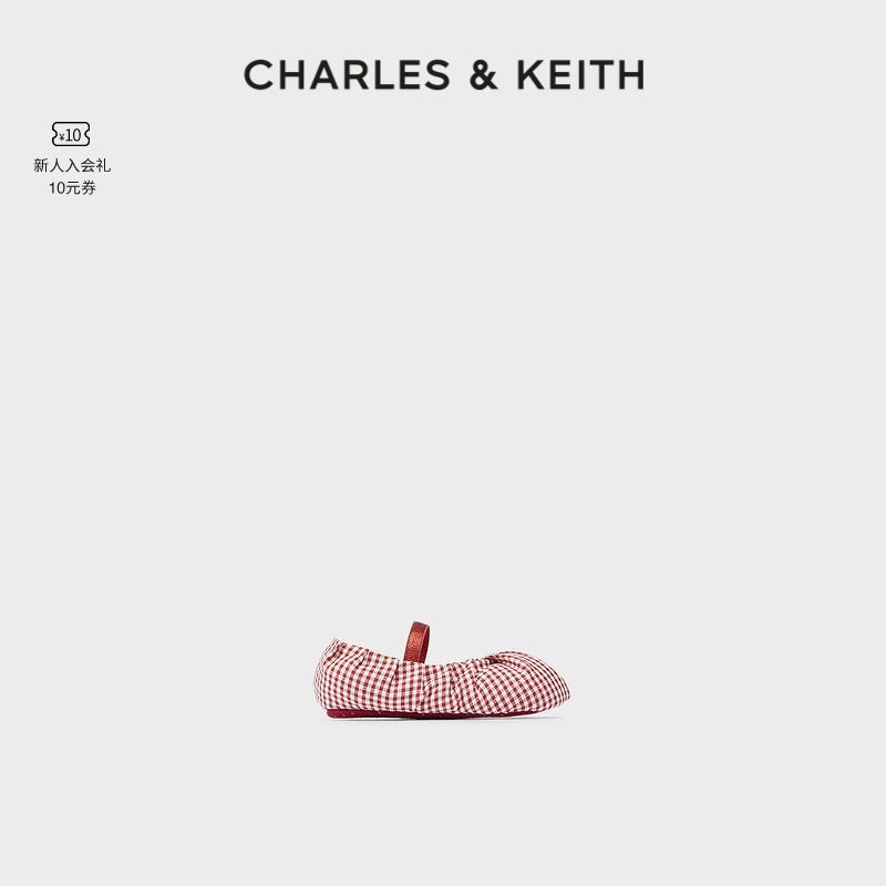 CHARLES&KEITH褶皱柔软格纹宝宝玛丽珍鞋CK9-71850012