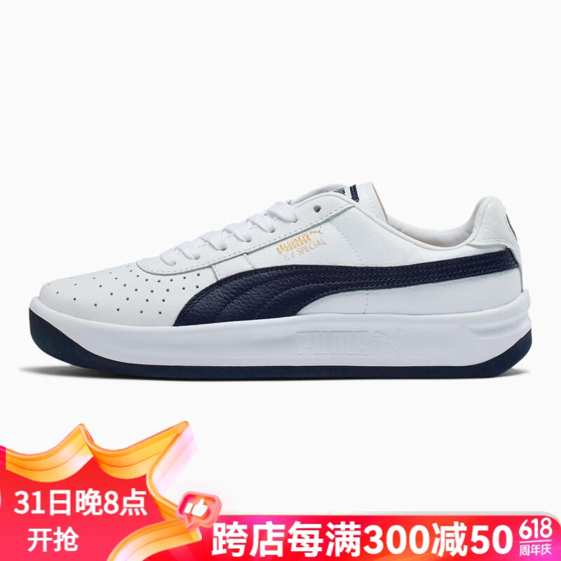 PUMA 彪马 GV Special+ 经典款男士低帮运动休闲板鞋 Puma White-Peacoat 标准 40.5/US8