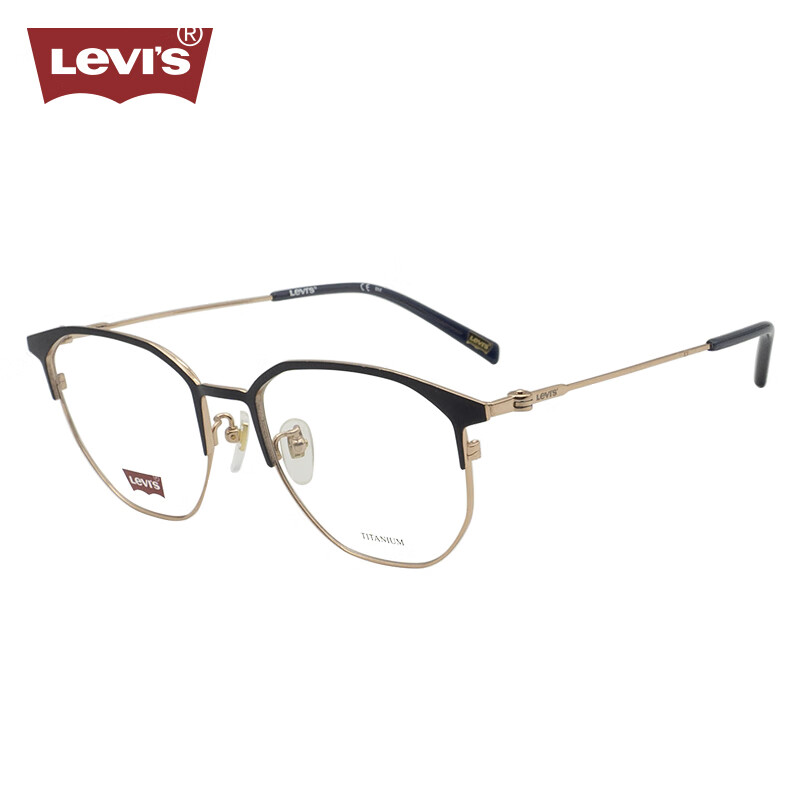 李维斯（Levi's）男款近视眼镜框架LV7119/CN FLL+依视路钻晶膜岩1.60镜片 FLL蓝黑/玫瑰金