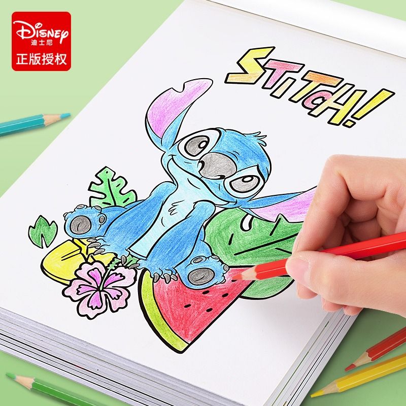 迪士尼儿童画画本涂色绘画本幼儿园图画本涂鸦简笔画图画册填色书