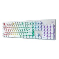 HP 惠普 彩虹盤機械手感鍵盤有線電競游戲專電腦外設辦公通用復古圓鍵鍵盤