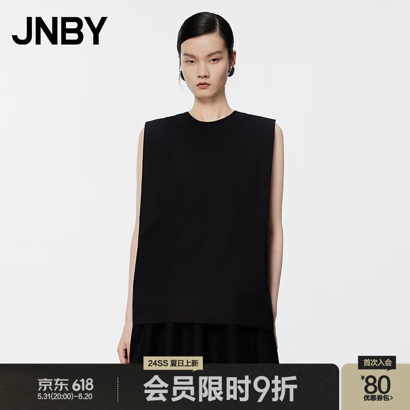 JNBY24夏衬衫宽松圆领无袖5O6213300 001/本黑 M