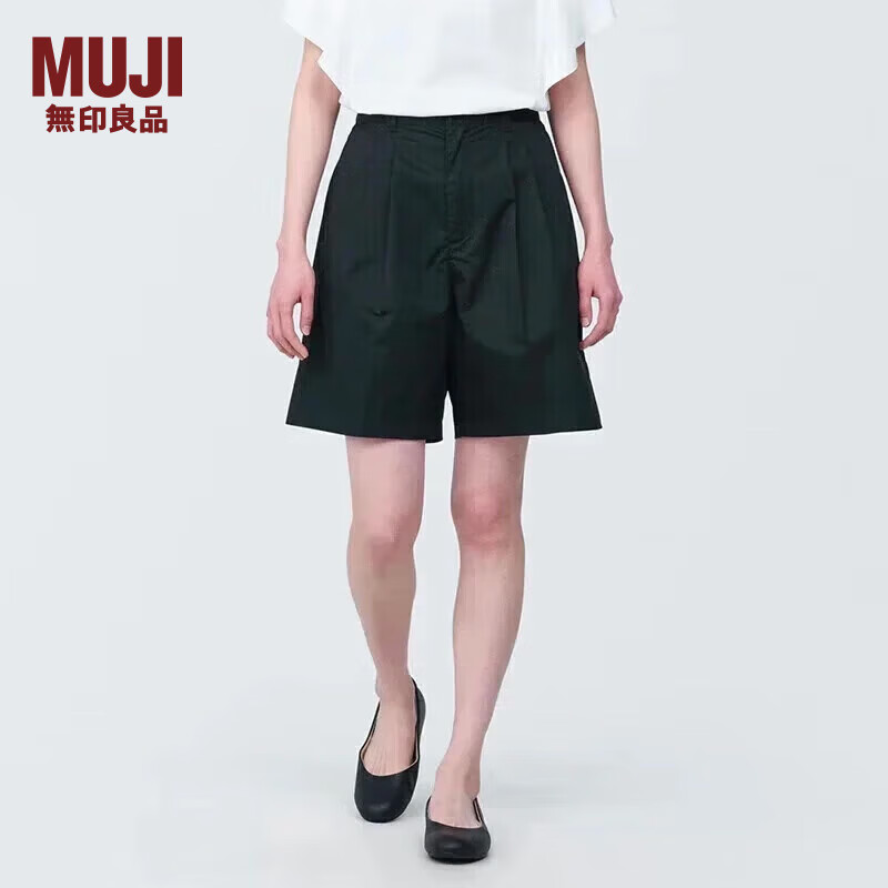 無印良品 MUJI（無印良品 ） 女式 弹力 抽褶中裤 裤子女款短裤休闲裤 BE1R1C4S