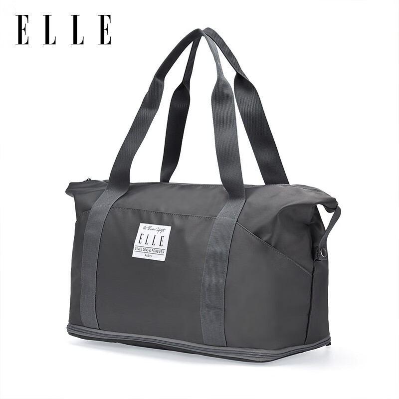 ELLE旅行包行李包多功能大容量手提包旅游出差可扩展套拉杆挂行李箱包 灰色
