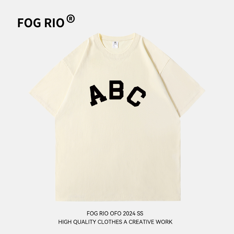 FOG RIO重磅原创设计2024潮牌纯棉重磅短袖T恤男女纯棉t