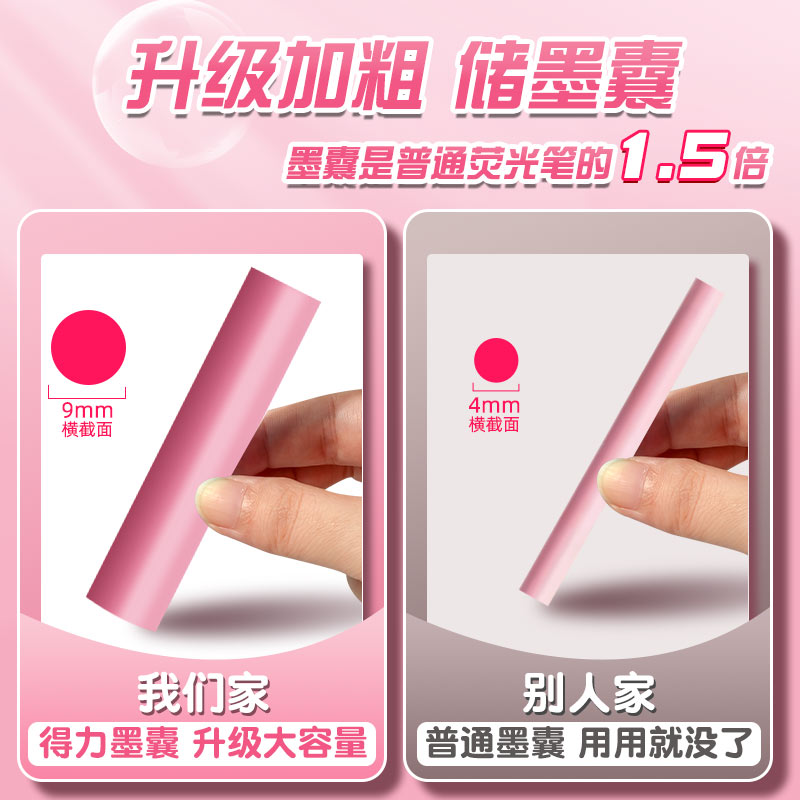 得力荧光笔标记笔记号笔彩色划重点手抄报笔多色初中高颜值荧光笔记重点笔大容量黄色荧光标记笔