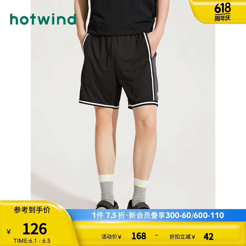 热风（Hotwind）短裤男2024年夏季男士运动休闲舒适透气舒适卫裤子 01黑色 S