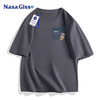 NASA GISS 官方潮牌聯名T恤男潮流簡約青少年純棉休閑風短袖上衣 鐵灰 3XL