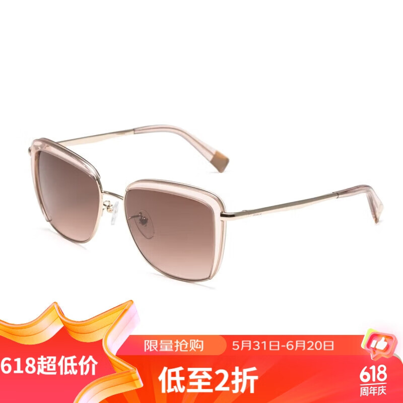 芙拉 FURLA全框女款SFU049太阳镜潮搭开车防晒防紫外线墨镜520300亮玫瑰金