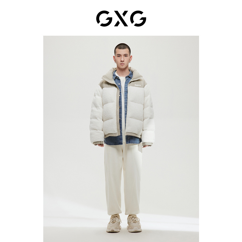 GXG男装费尔岛系列米色羽绒服2022年冬季