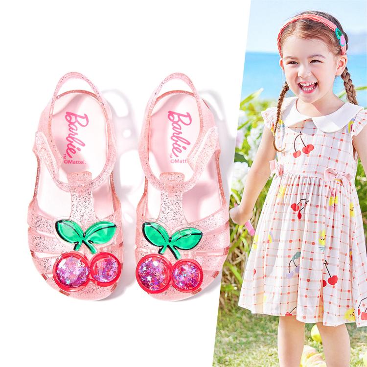 Barbie 芭比 女童果冻鞋凉鞋2024年夏季时尚甜美透气中小童可爱公主鞋子