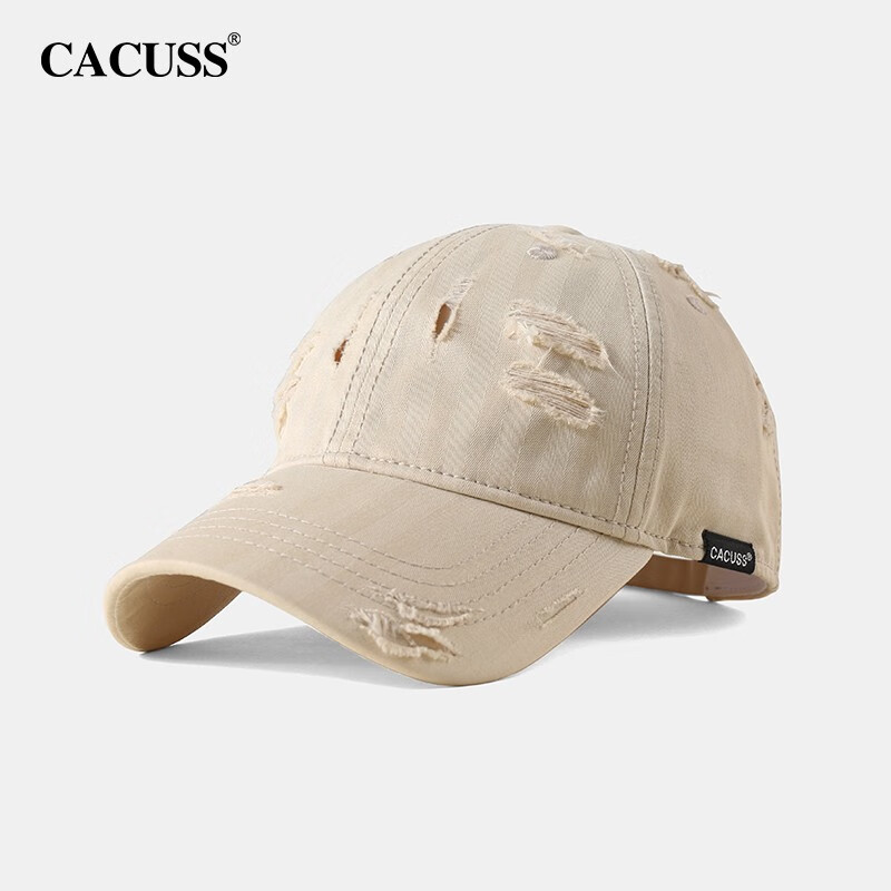 CACUSS棒球帽男百搭棉质户外休闲鸭舌帽时尚四季通用女士遮阳帽B0520-1 卡其色