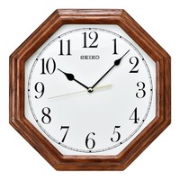 SEIKO 精工 日本精工13寸八邊形實木鐘表辦公室客廳靜音橡木八角形掛鐘