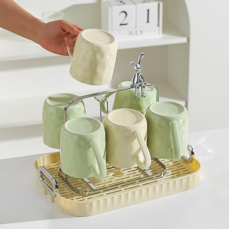 川岛屋川岛屋奶油风水杯家用套装客厅陶瓷杯子高级感喝茶杯茶具杯具水具 奶黄色马克杯380ml