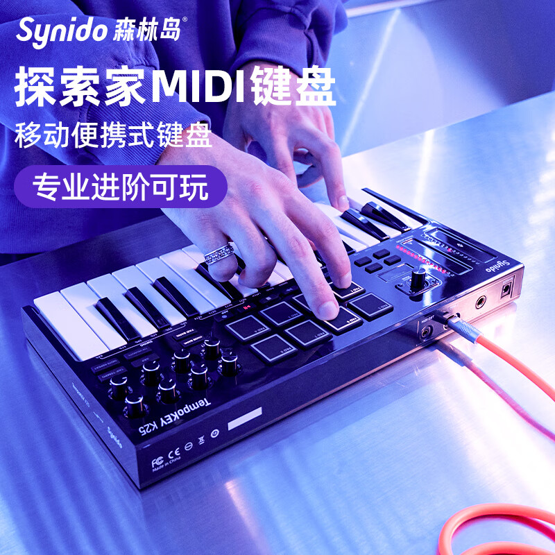 森林岛（SYNIDO）曲制作便携midi小键盘手机平板电脑适用TempoKEY K25控制器DJ电 25键 紫色 TempoKEY K25