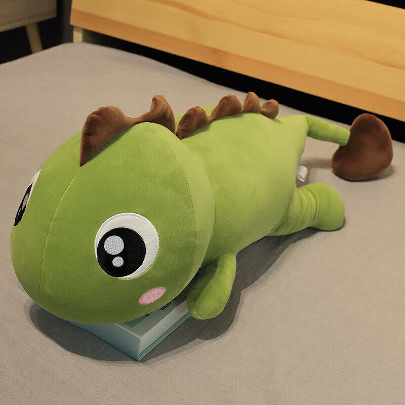 MDUG恐龙公仔毛绒玩具玩偶床上睡觉长条夹腿抱枕布娃娃 绿色棕脊背 60cm