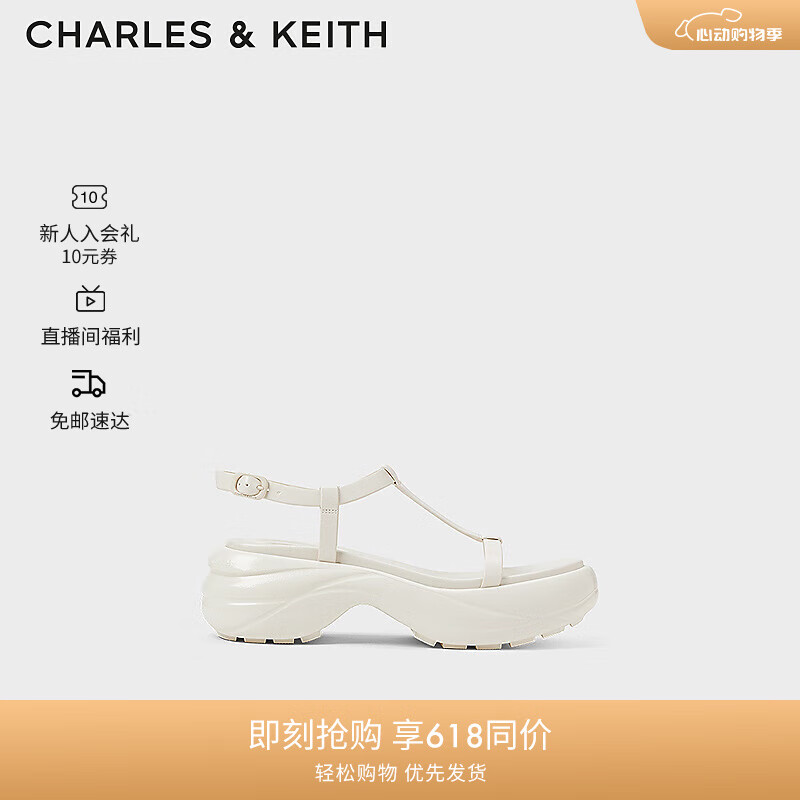 CHARLES&KEITH24夏个性柔软松糕厚底休闲凉鞋女CK1-70920152 Cream奶白色 36
