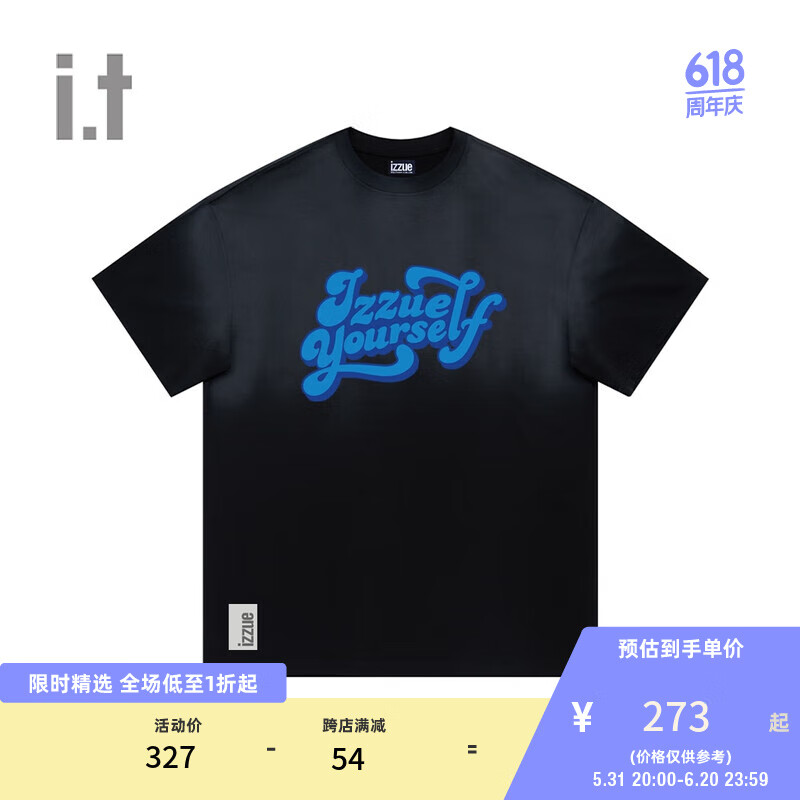 izzue it 男女同款短袖T恤2024夏季010150 BKX/黑色 XS