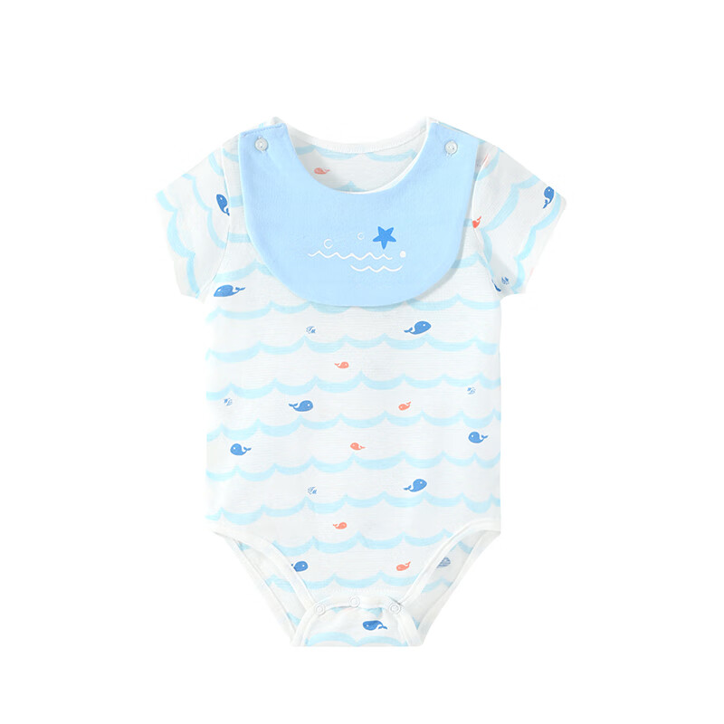 藤之木工房 婴儿包屁衣夏季男女宝宝衣服 新生儿连体衣 0-3岁3-6-12个月 彩虹雨-100%棉 59（身高55-60cm）