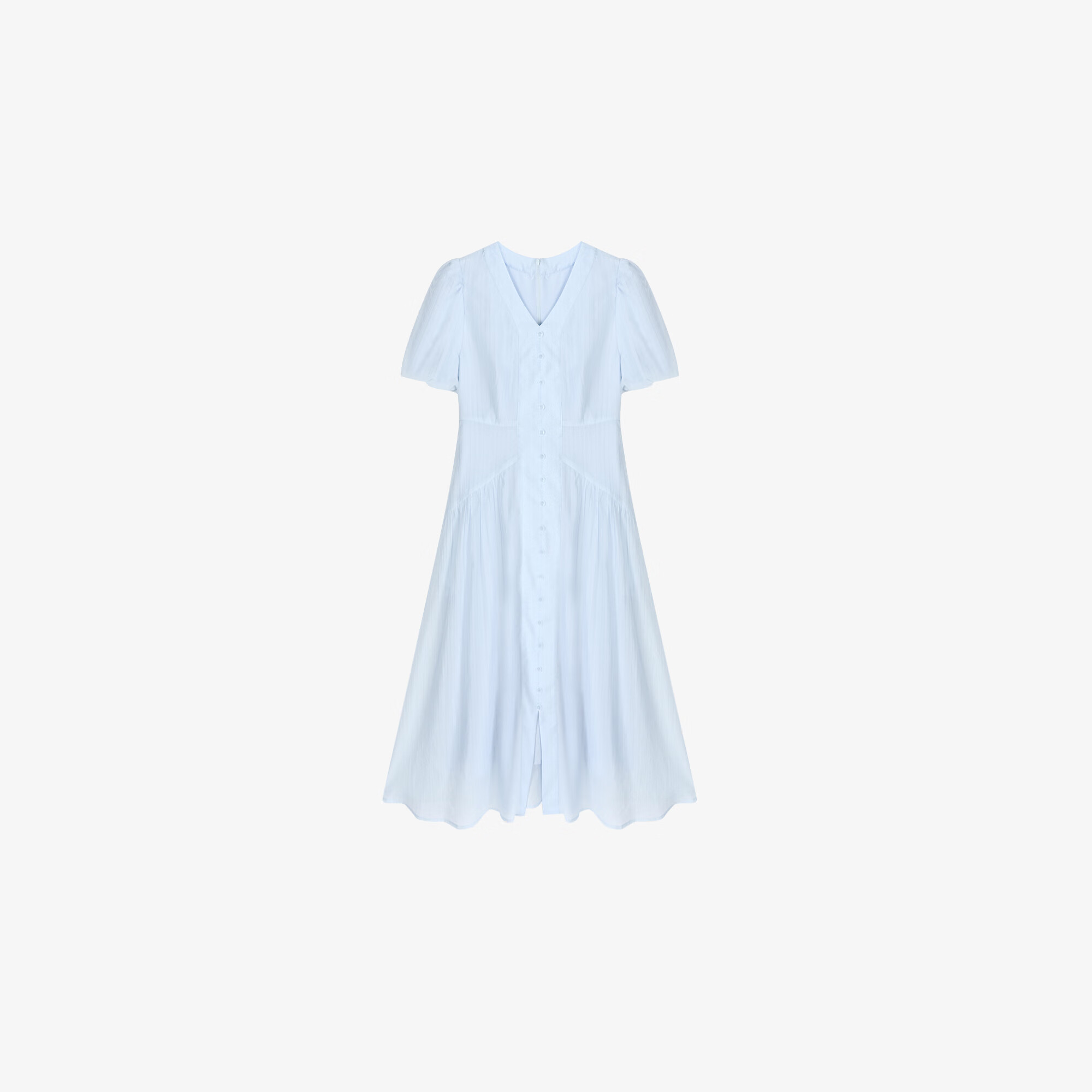 百家好（Basic House）莱赛尔纯色休闲长裙夏日新品拼接设计感连衣裙-B0624B5V342 蓝色