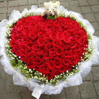 鈺尚 全國鮮花速遞同城365/999朵紅玫瑰花束結婚紀念生日求婚生日禮物 玫紅色 99朵心形