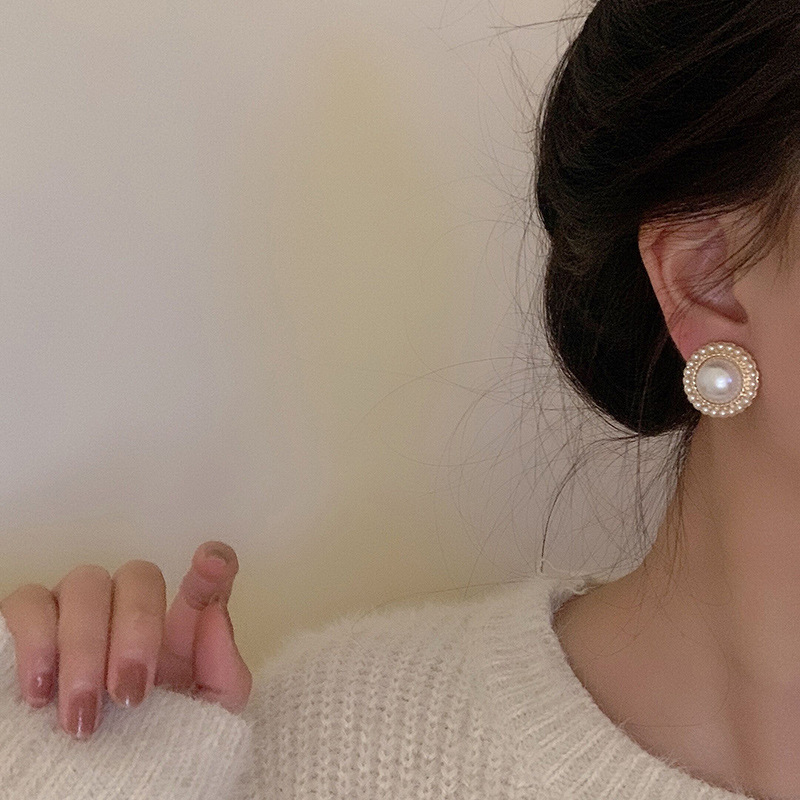 优雅珍珠复古气质耳环甜美高级感耳钉耳夹