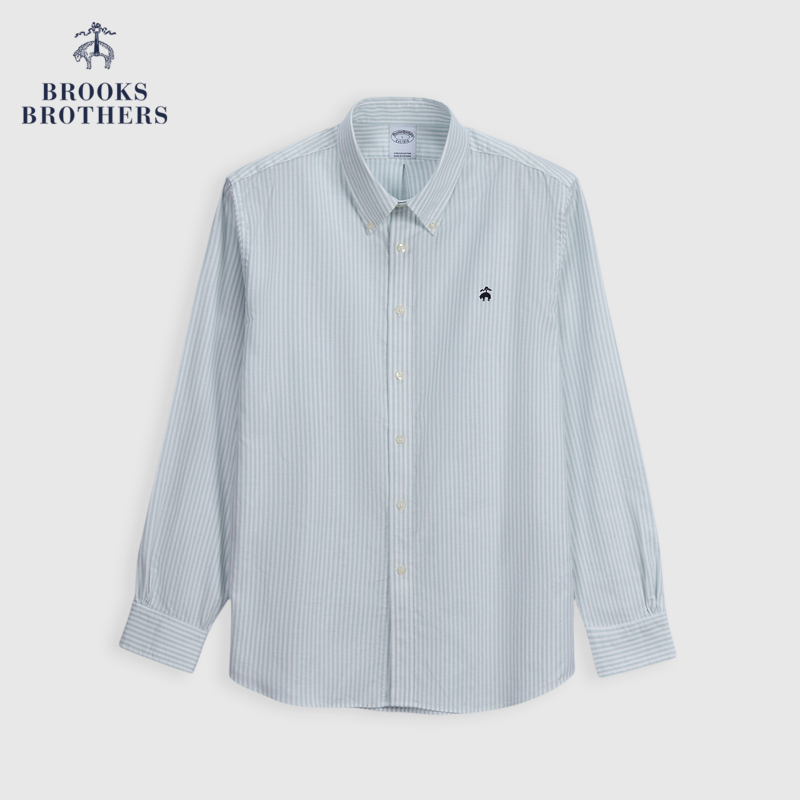 Brooks Brothers/布克兄弟男24春夏刺绣logo复古条纹美式休闲衬衫