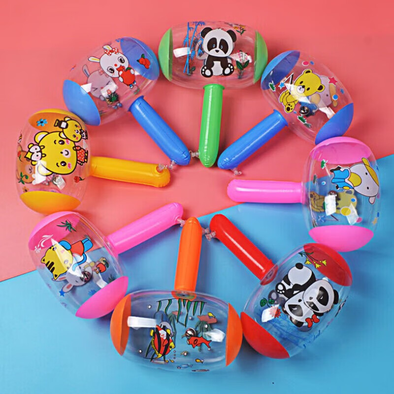 栀趣充气小锤子玩具儿童卡通动物头锤子幼儿园带铃铛气锤 充气锤子5个装(气筒)