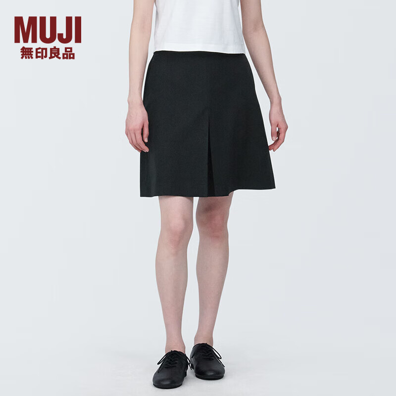 无印良品（MUJI） 女式 聚酯纤维 抽褶宽版 短裤 裤子女款休闲裤BE1RRC4S 黑色 M(160/66A)