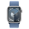 Apple 蘋果 Watch Series 9；銀色鋁金屬表殼；凜藍色回環式運動表帶