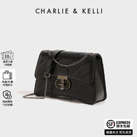 CHARLIE&KELLI CK品牌包包女包2024女士单肩链条包潮流斜挎包女 黑色