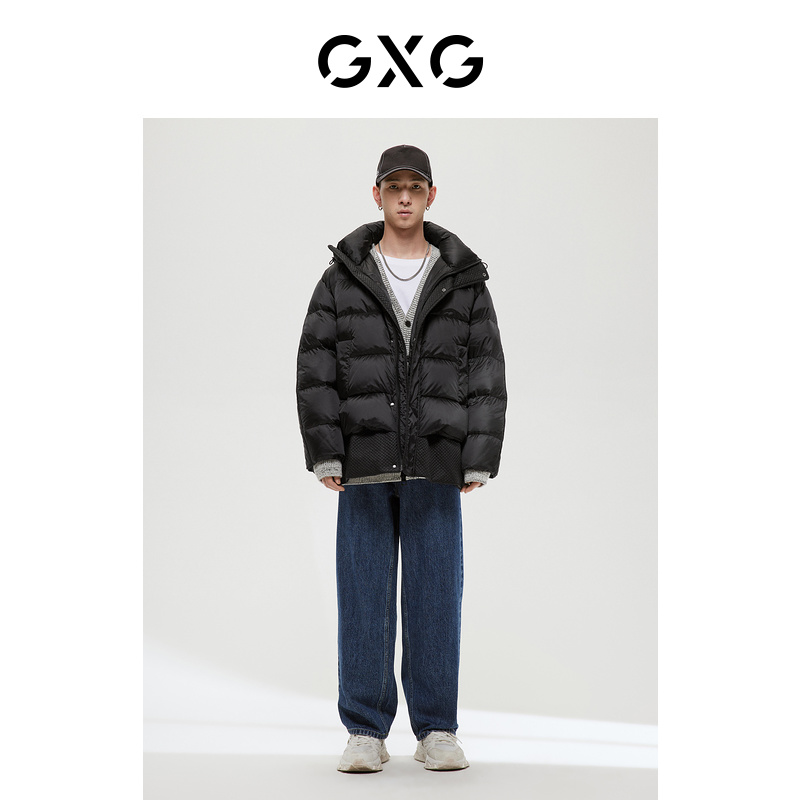 GXG男装费尔岛系列黑色羽绒服2022年冬季