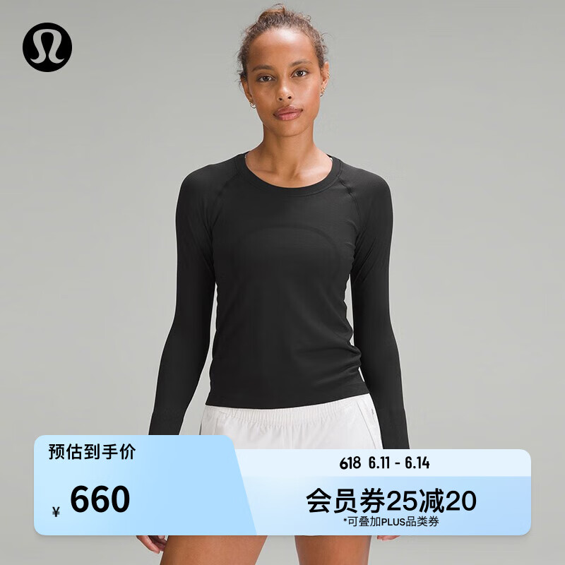 lululemon丨Swiftly Tech 女士运动长袖T恤 2.0 *Race  透气 LW3DOBS 跑步 黑/黑 4