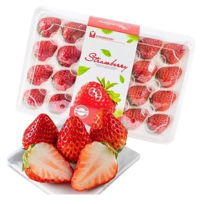 钱小二云南新鲜 红颜草莓 夏季草莓 现摘现发 当季大草莓 大果礼盒装 草莓 一盒20粒x4盒单盒约300g