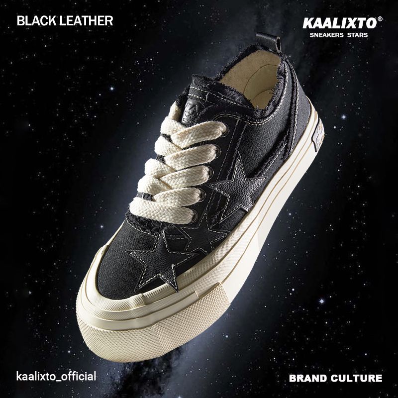【明星同款】kaalixto星星鞋国潮牌原创设计百搭黑色帆布鞋