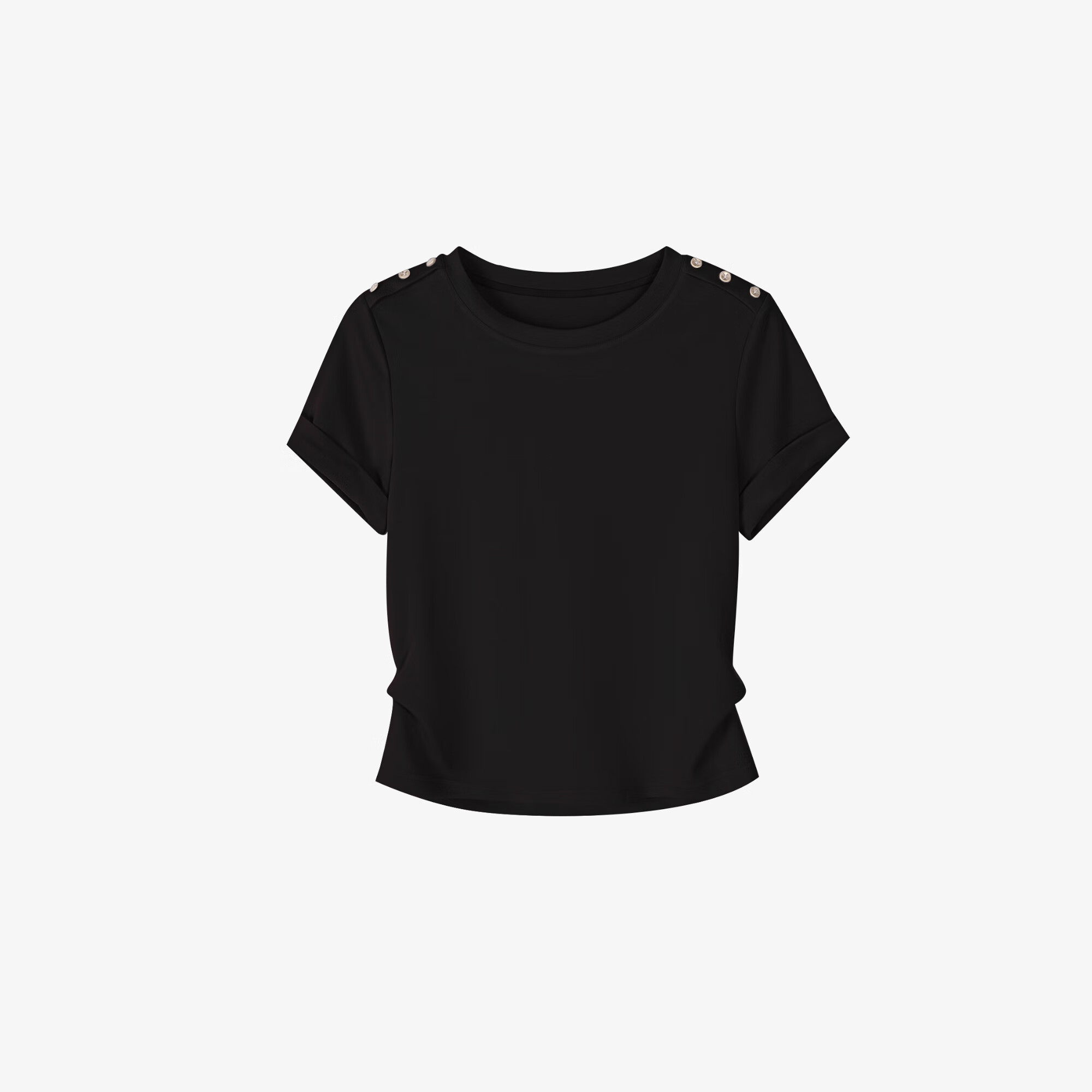 Basic House/百家好透气设计感修身显瘦速干短袖T恤女夏季2024 黑色 L115-125斤