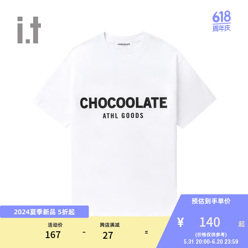 :CHOCOOLATE it 款圆领短袖T恤2024夏季休闲潮流半袖T0001 WHX/白色 S