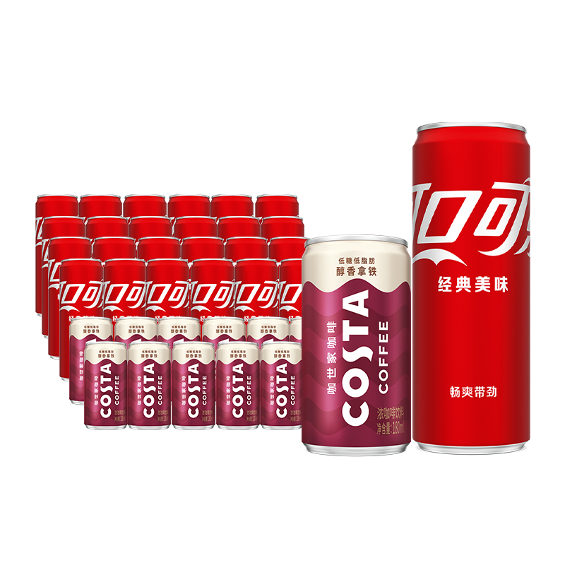 可口可乐 Coca-Cola经典原味摩登罐330ml*24罐+COSTA醇香拿铁180ml*12罐
