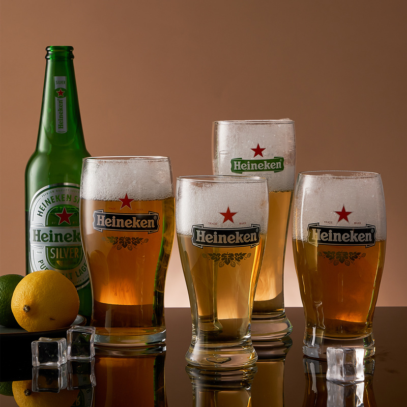 喜力啤酒杯 商用Heineken玻璃酒杯家用高档精酿杯子logo