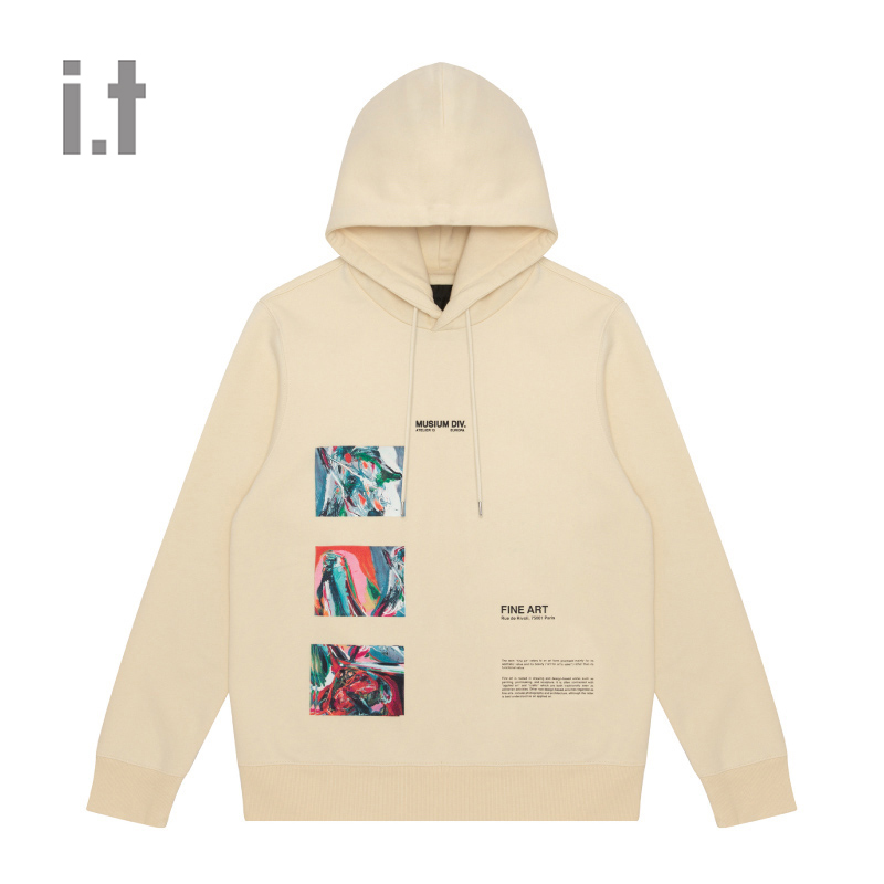 it MUSIUM DIV.男装加绒连帽卫衣秋冬字母印花撞色338XF