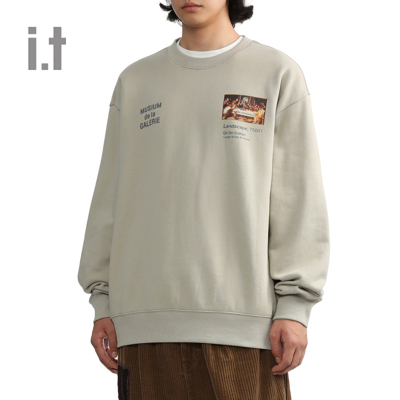 it MUSIUM DIV.男装圆领卫衣休闲秋冬文艺油画图案装饰00238X
