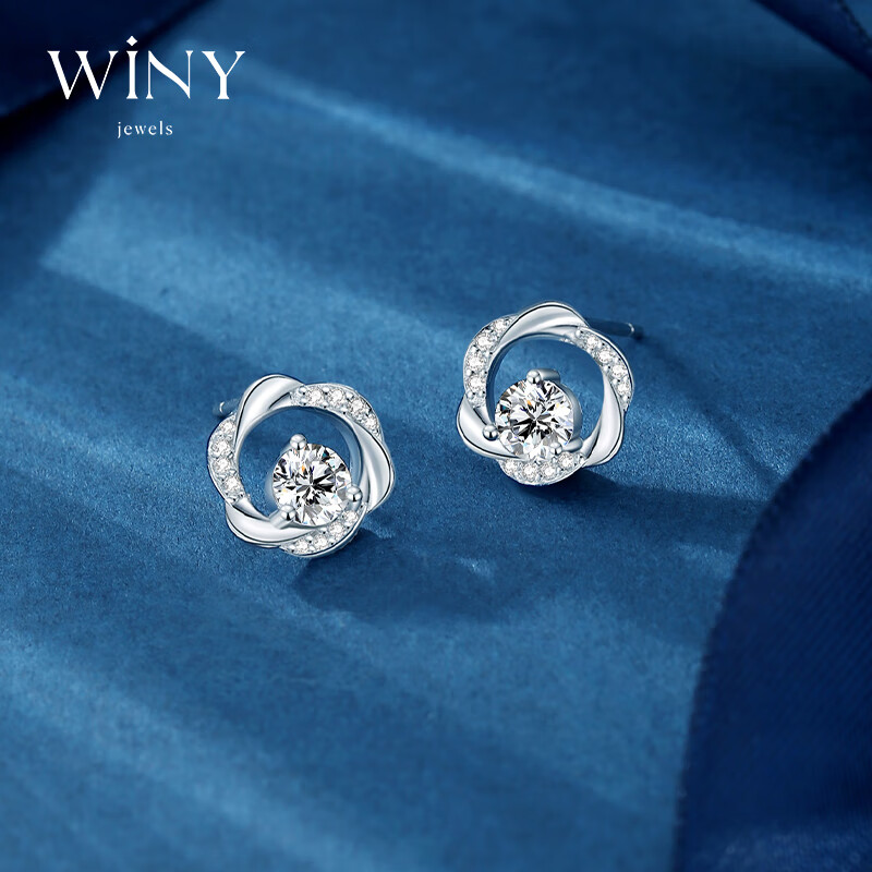 唯一（Winy）无限爱意耳钉莫桑石银耳钉女款足银耳坠时尚饰品