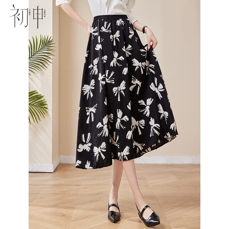 初申春秋半身裙女高腰显瘦松紧腰碎花A字中长款裙子S141B2264