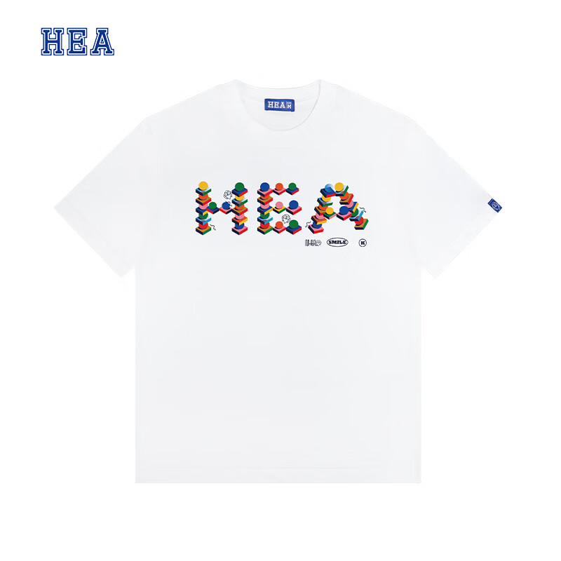 HEA 2024夏季美式复古短袖t恤男宽松纯棉重磅潮牌装上衣 白色 M