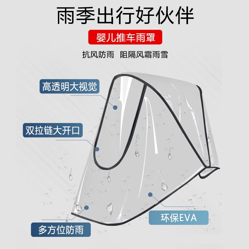 婴儿车轻便折叠婴儿推车雨罩配件单拍不发 使用方法 白色