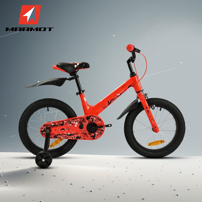 土拨鼠（MARMOT）全球十大品牌排行榜儿童宝宝单车男女16寸辅助轮童车2-6岁 橘色-下单