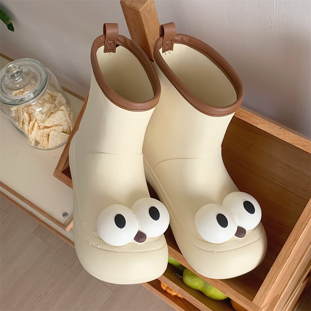 细细条（XIXITIAO）丑萌可爱卡通雨鞋女户外穿学生成人水鞋防滑防水雨天胶鞋